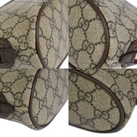 GUCCI Ophidia GG Pattern Cosmetic Pouch Supreme Leather Brown Gold Italy 88RJ376 - Picture 5 of 12